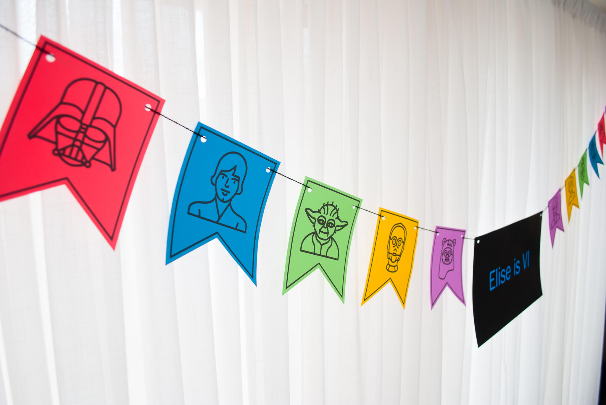 Star Wars Party Decorations Printable Birthday Banner in Lightsaber