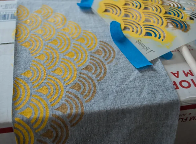 How to make a DIY Infinity Scarf Using Stencils, Paint and Recycled T-Shirts