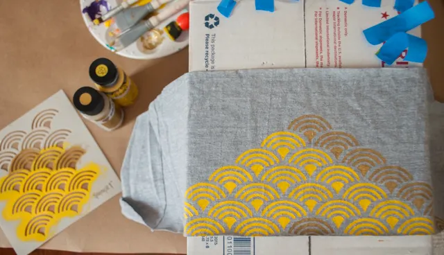 How to make a DIY Infinity Scarf Using Stencils, Paint and Recycled T-Shirts