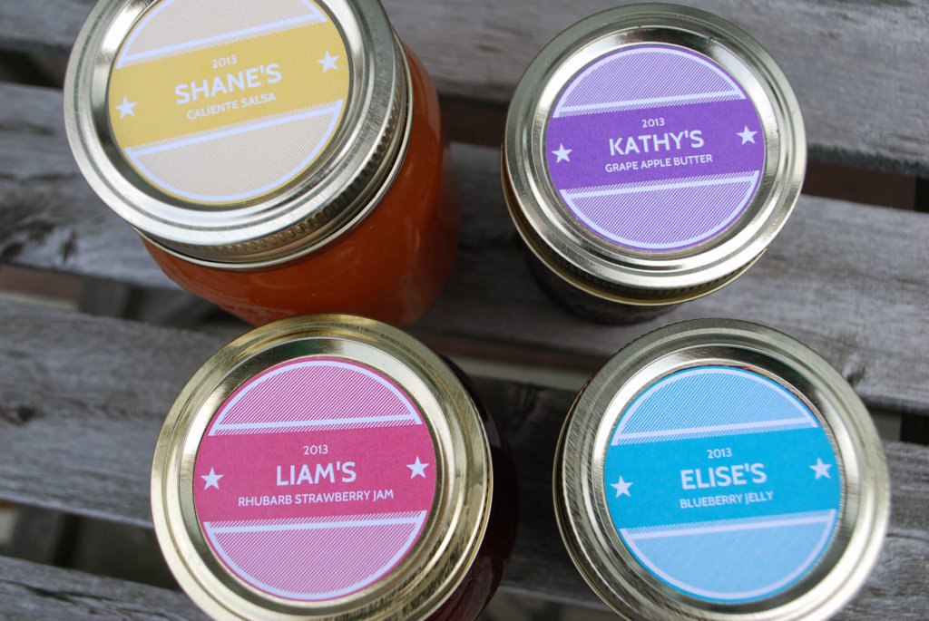 Printable canning labels with stripes