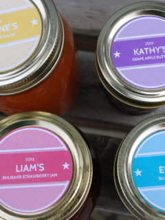 Printable canning labels with stripes