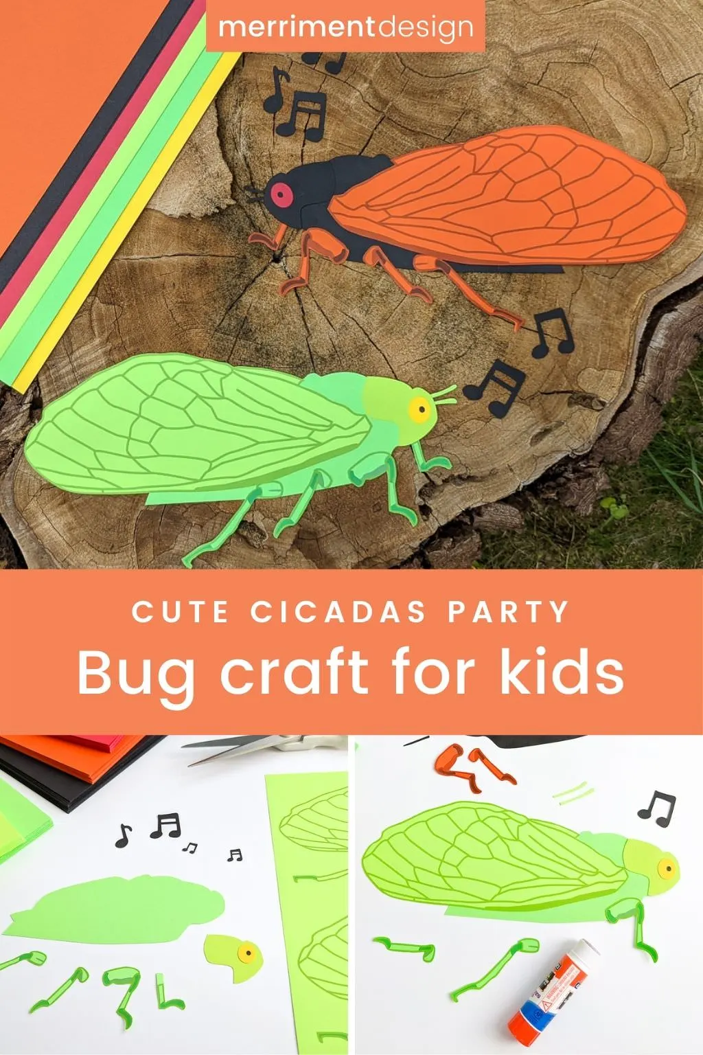 Paper cicadas cute summer kids craft idea