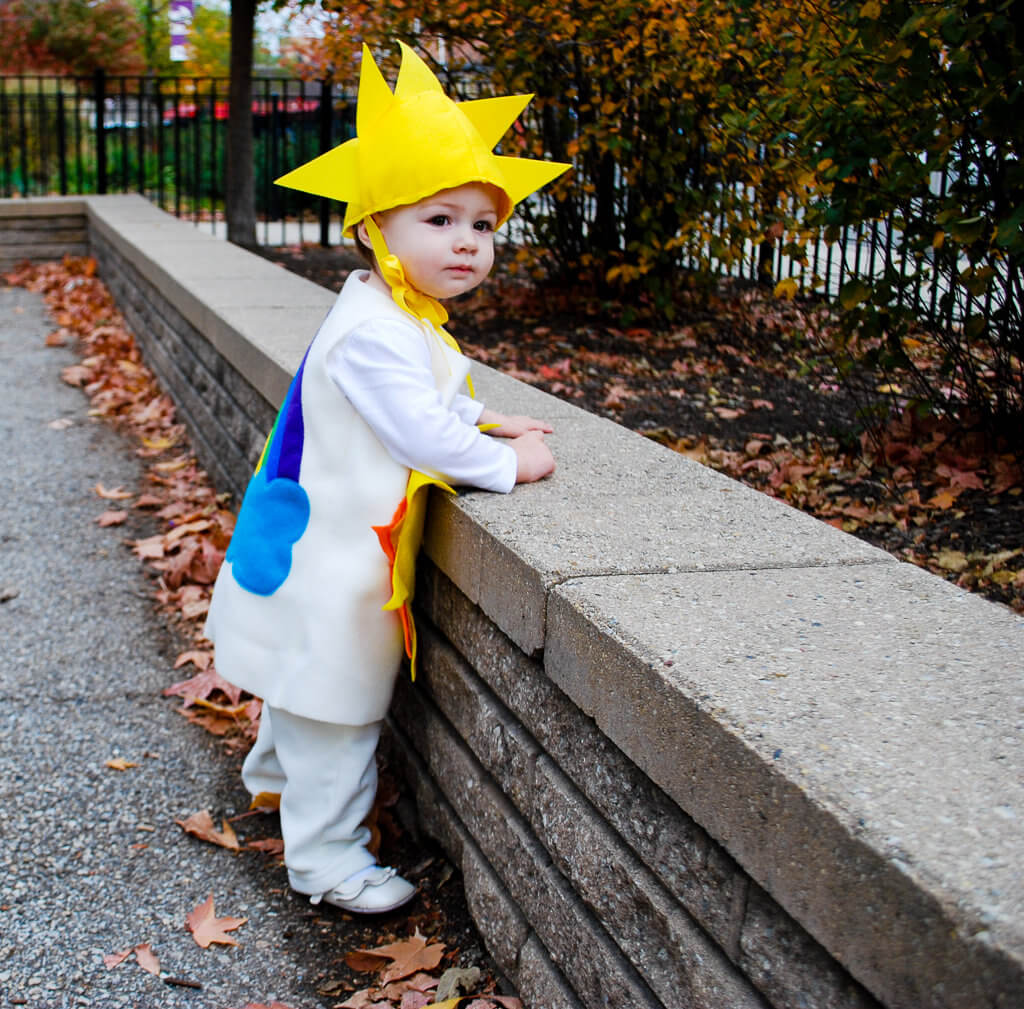 Cute DIY Halloween costume idea for toddlers: Sunshine and Rainbows