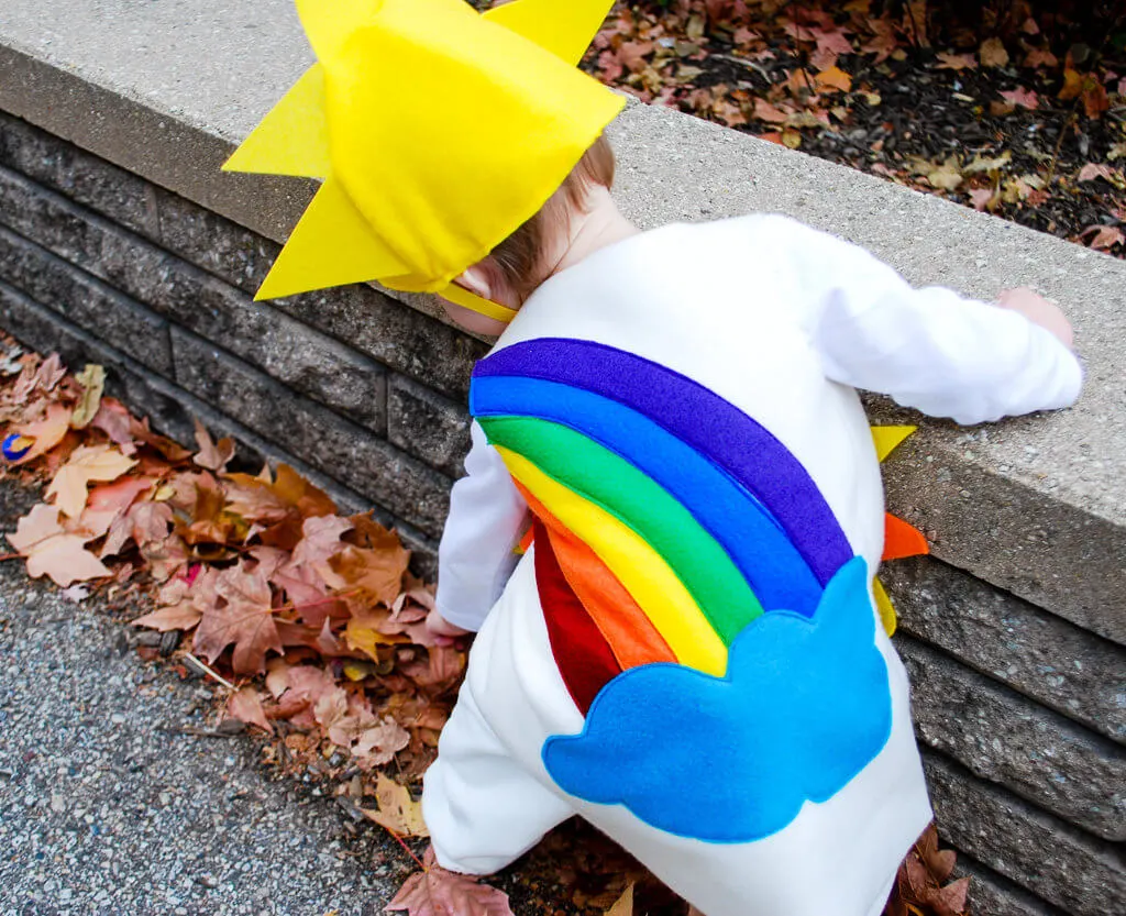 Cute DIY Halloween costume idea for toddlers: Sunshine and Rainbows