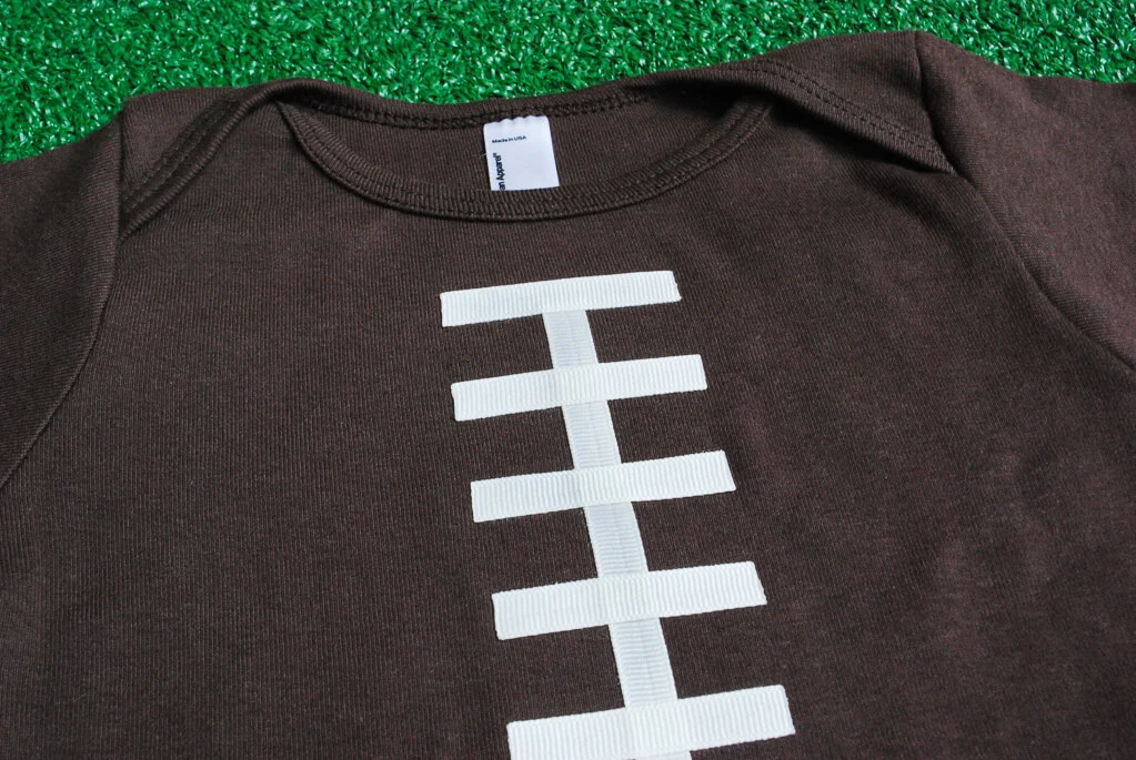 Super Bowl Craft Idea: How to make a DIY football t-shirt or football onesie