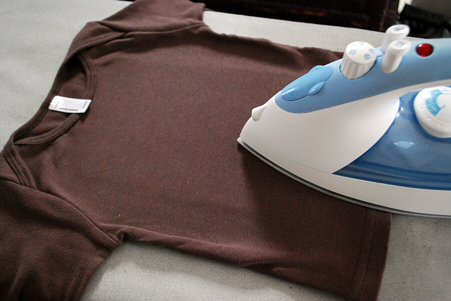 Iron t-shirt to make a DIY football t-shirt for kids - no sewing required