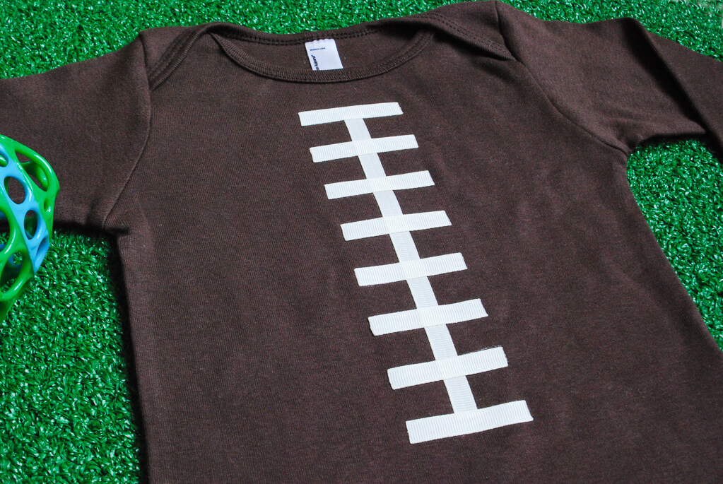 Super Bowl Craft Idea: How to make a DIY football t-shirt or football onesie