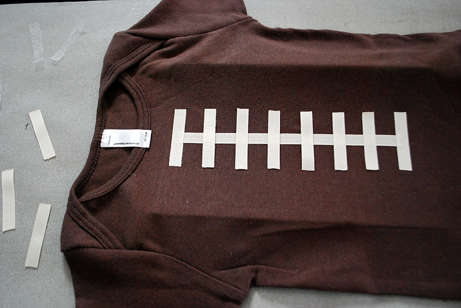 Super Bowl Craft Idea: How to make a DIY football t-shirt or football onesie