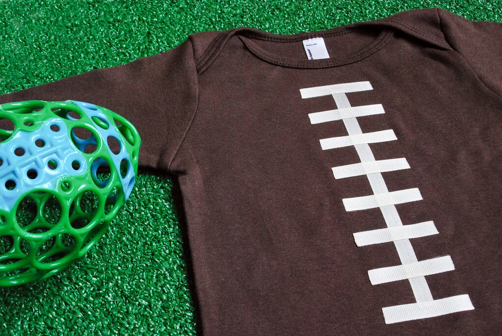 Super Bowl Craft Idea: How to make a DIY football t-shirt or football onesie