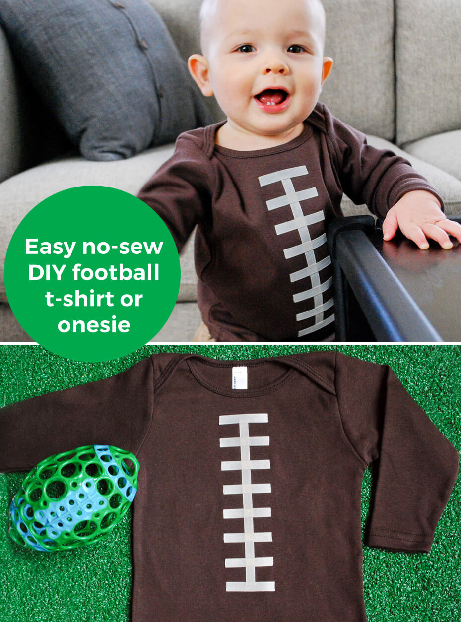 Super Bowl Craft Idea: How to make a DIY football t-shirt or football onesie