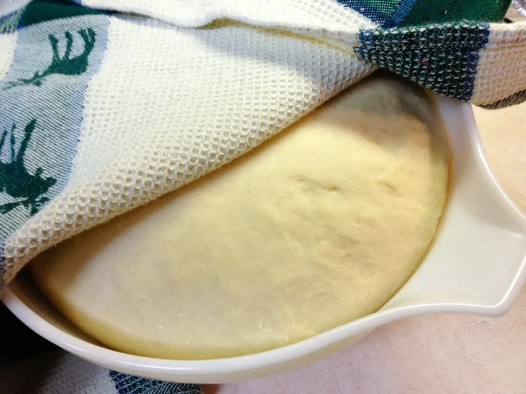 Swedish Tea Ring dough rising in a bowl