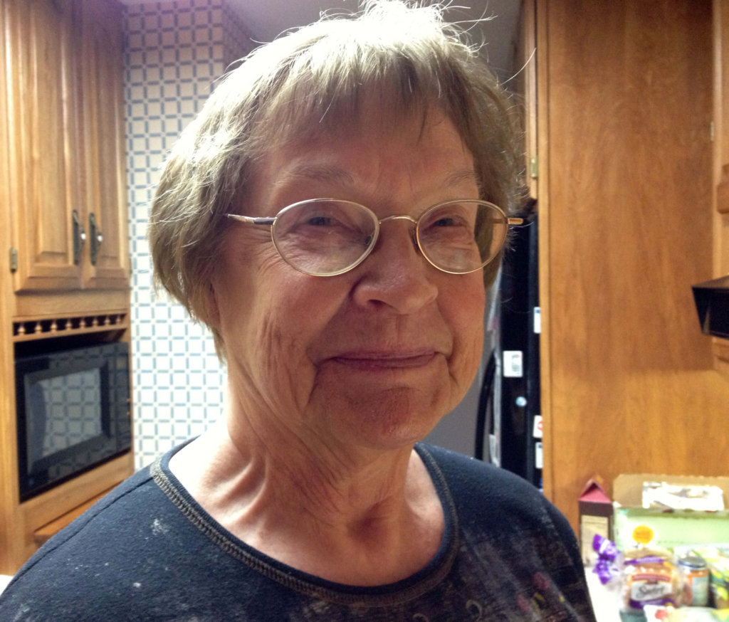 My mom making a Swedish Tea Ring for Christmas morning breakfast