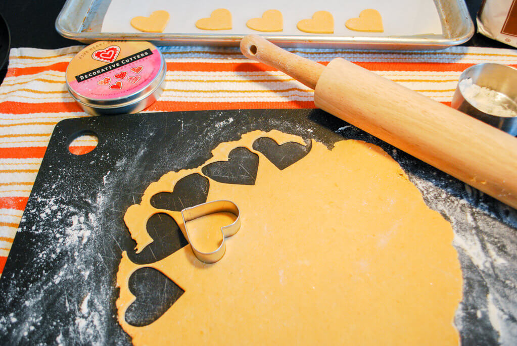 Heart cookie cutter rolled cracker dough