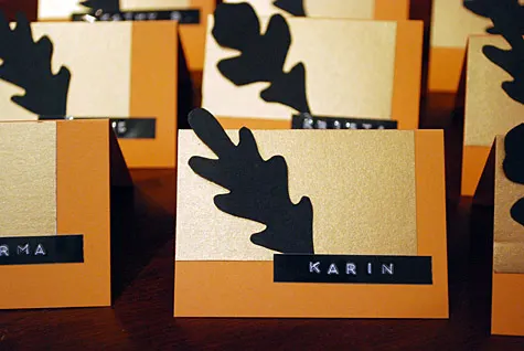 Thanksgiving Retro Embossed Label Maker Placecards