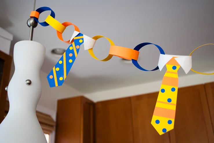 DIY Tie Napkin Rings and Tie Bunting Decorations Kid's Activity for Father's Day #colorize