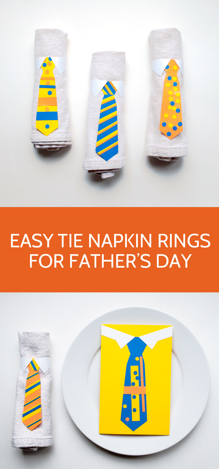 DIY Tie Napkin Rings Kid's Activity for Father's Day #colorize #ad