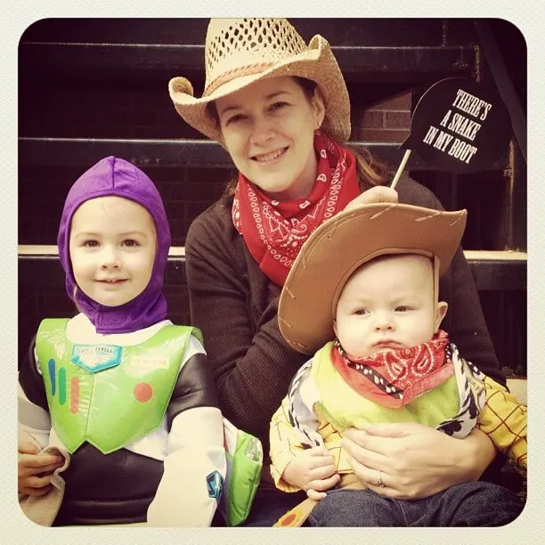 Toy Story family costumes - Buzz, Woody, Tiny Woody