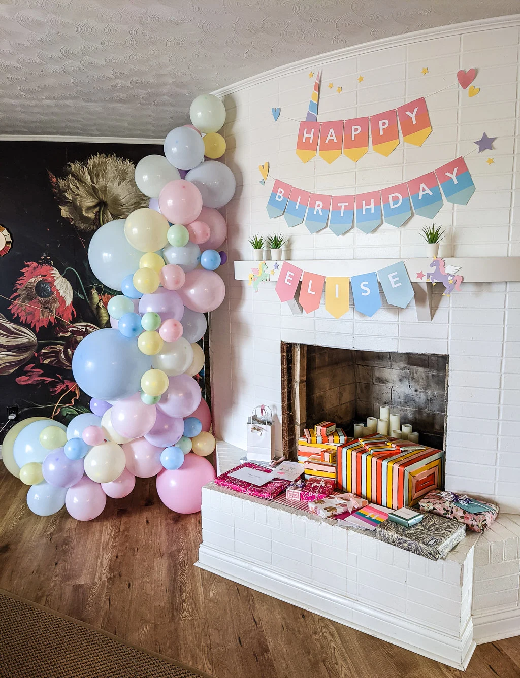 Printable rainbow unicorn birthday party banner