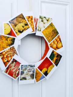 Easy DIY modern fall wreath using Polaroids