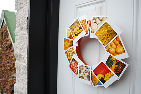 Merriment :: Urban wreath for fall using Polaroids by Kathy Beymer and Heather Crosby