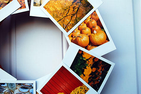 Merriment :: Urban wreath for fall using Polaroids by Kathy Beymer and Heather Crosby