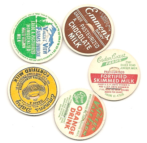 Vintage milk bottle caps from American Dairy