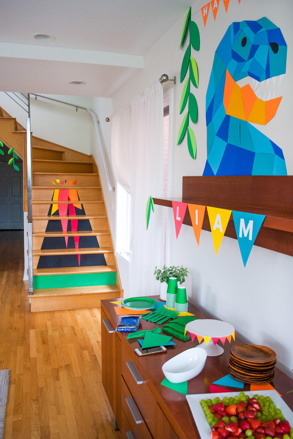 DIY paper dinosaur birthday party decorations