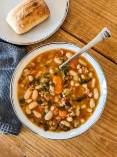 White bean sausage soup with vegetables