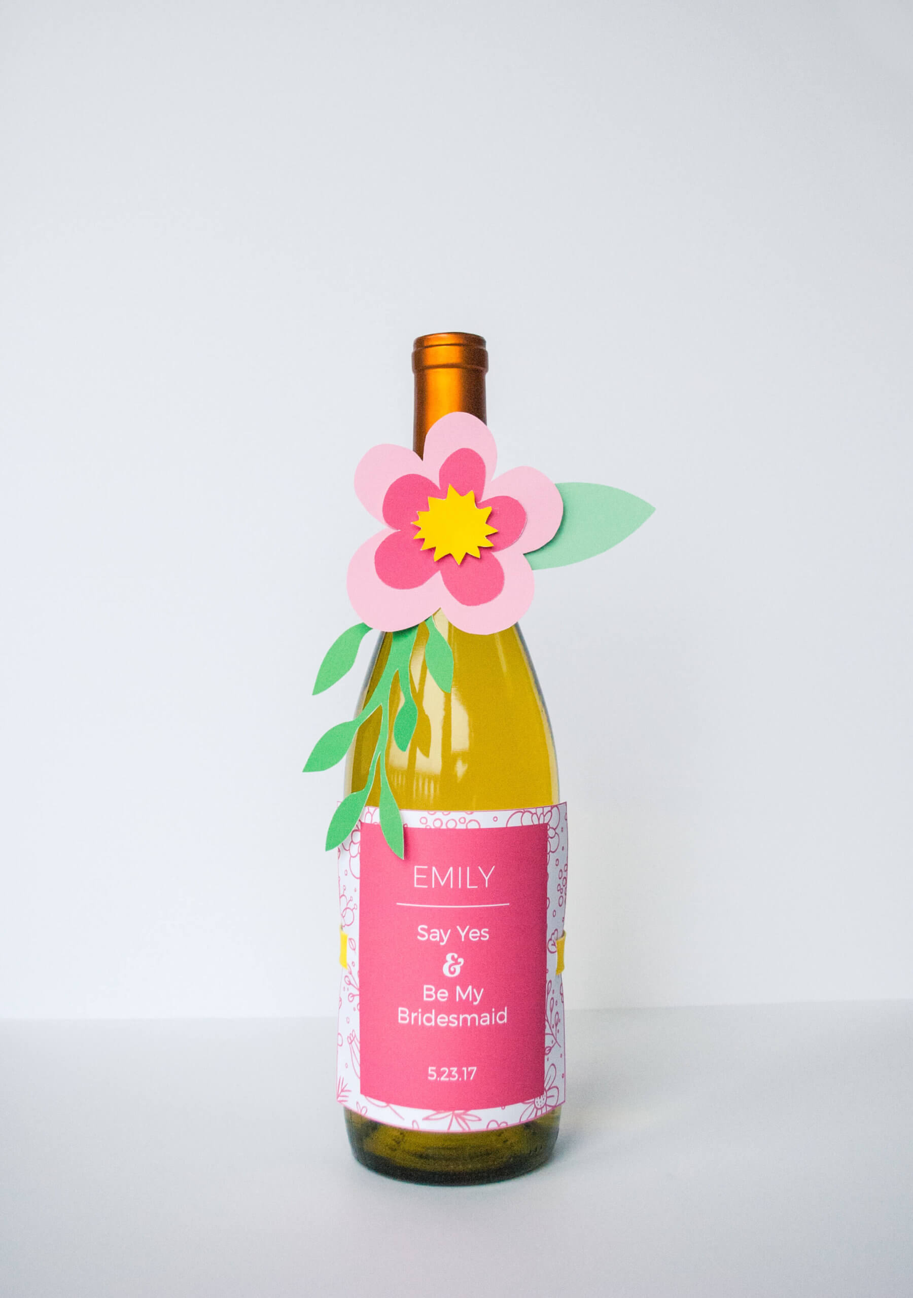 Personalised bridesmaid wine labels