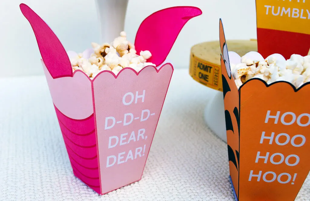 Winnie The Pooh free printable popcorn boxes for Pooh, Tigger and Piglet | Winnie The Pooh birthday party | Winne The Pooh movie night #spon