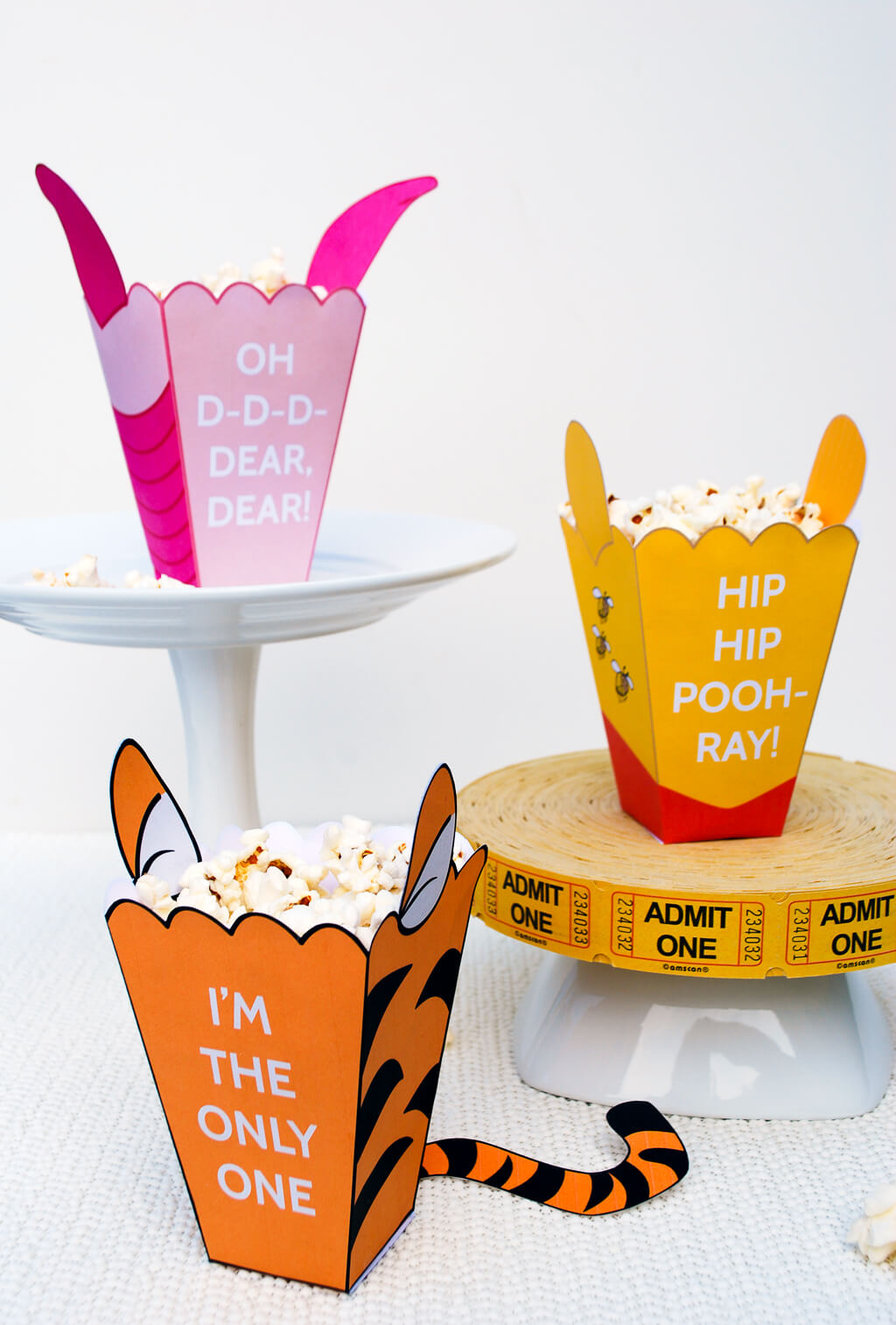 Winnie The Pooh free printable popcorn boxes for Pooh, Tigger and Piglet | Winnie The Pooh birthday party | Winne The Pooh movie night #spon