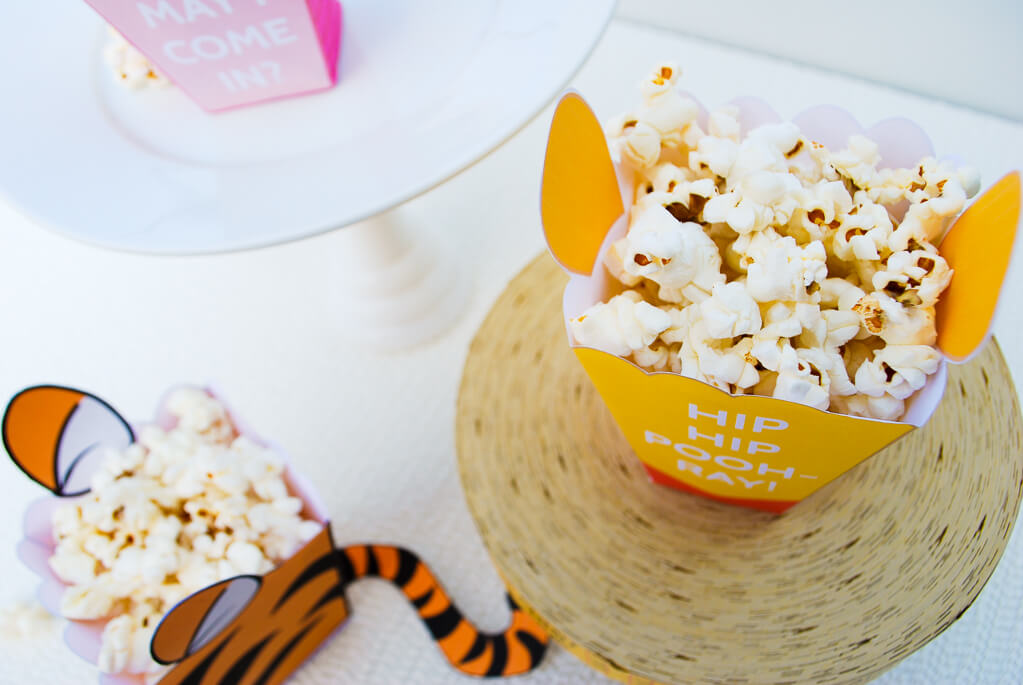 Winnie The Pooh free printable popcorn boxes for Pooh, Tigger and Piglet | Winnie The Pooh birthday party | Winne The Pooh movie night #spon