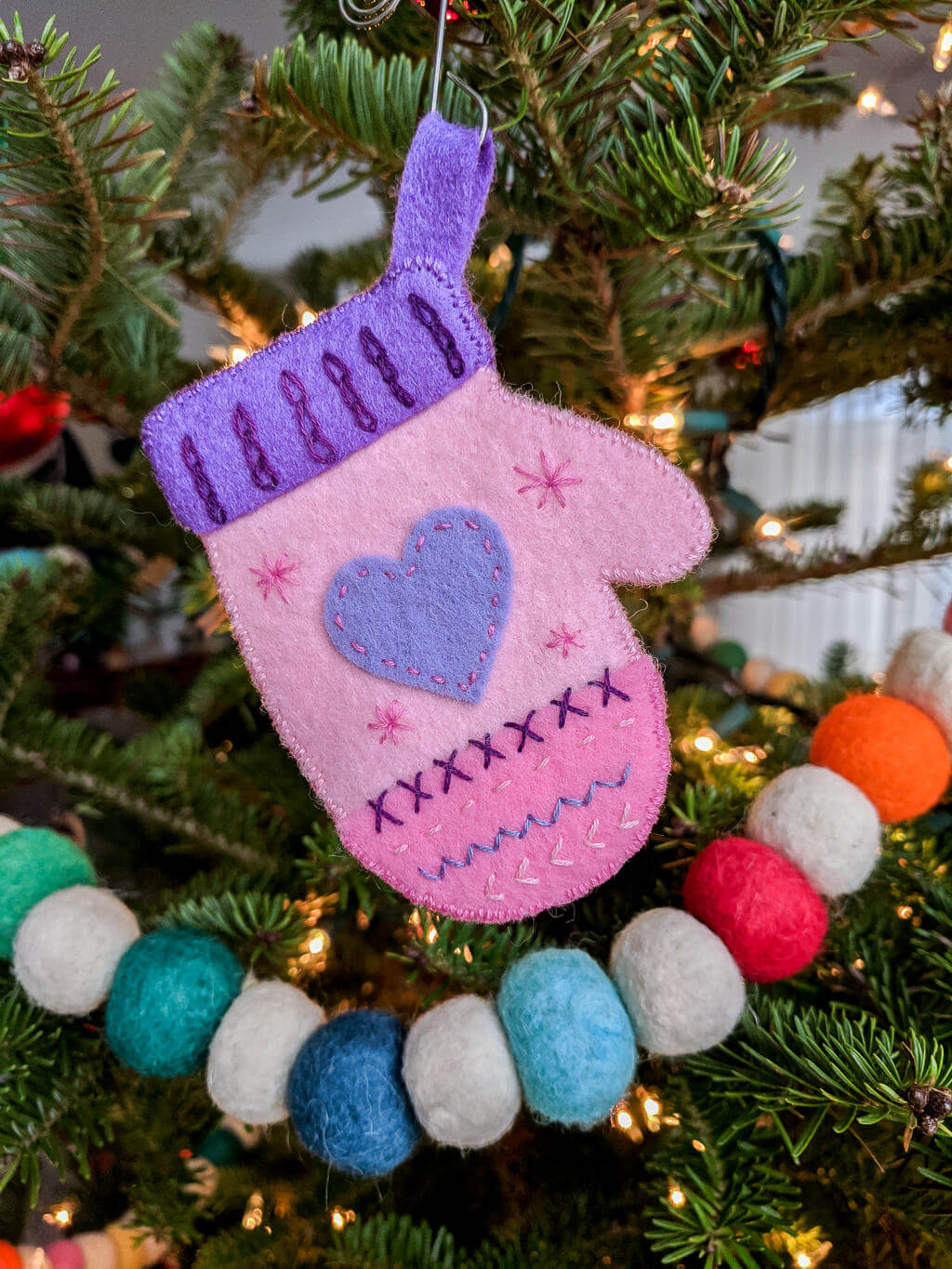 Felt mitten Christmas ornaments