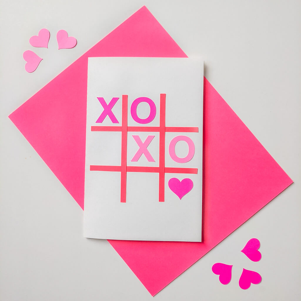 XOXO tic-tac-toe Valentine card DIY