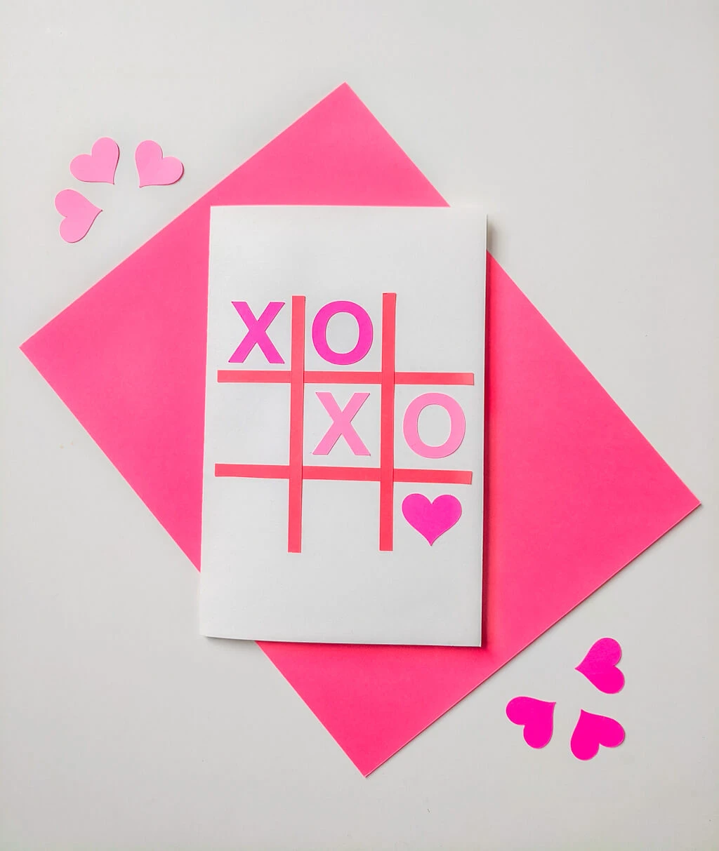 XOXO tic-tac-toe Valentine card DIY