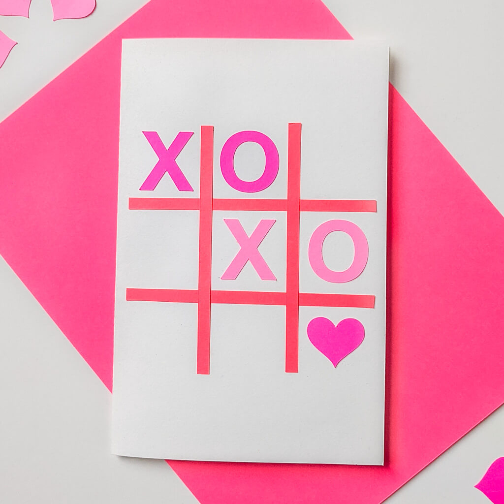 XOXO tic-tac-toe Valentine card DIY